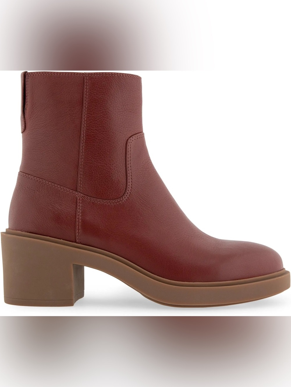 New In Box AEROSOLES Garie Boots Clay Leather Block Heel Ankle sz 7.5